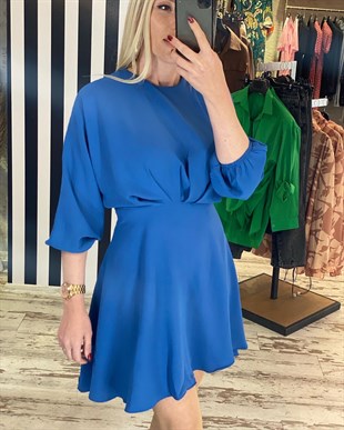 Mavi Krep Elbise